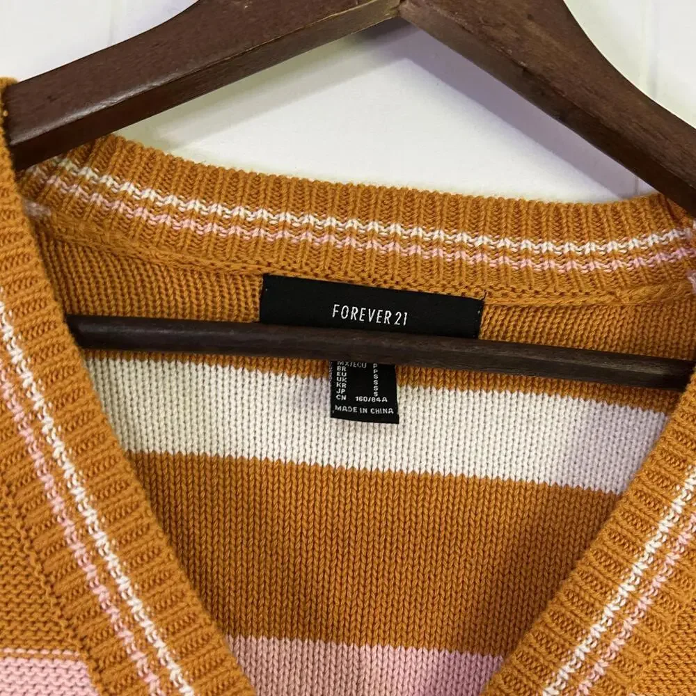 Forever 21 Striped Long Sleeve Knit Cropped Cardigan Women's Small